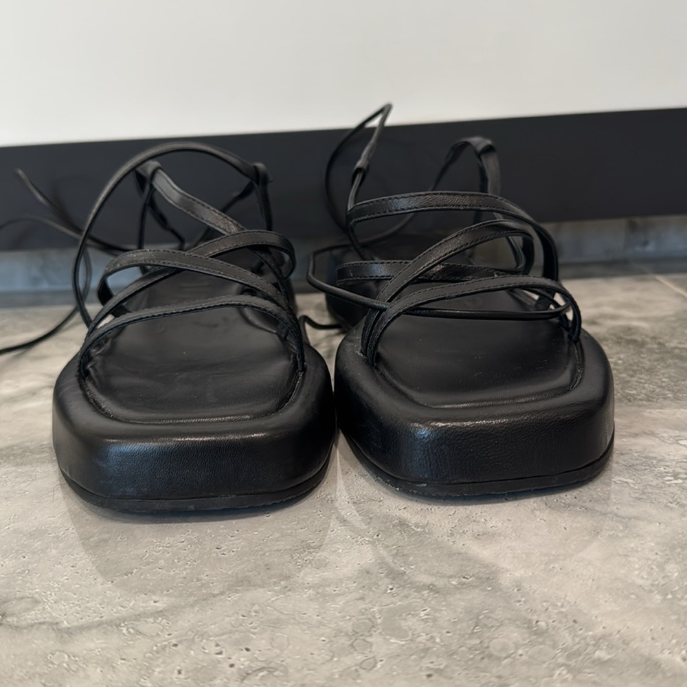 Loeffler Randall Black Strappy Ankle Women's Sandals - Picture 7 of 7